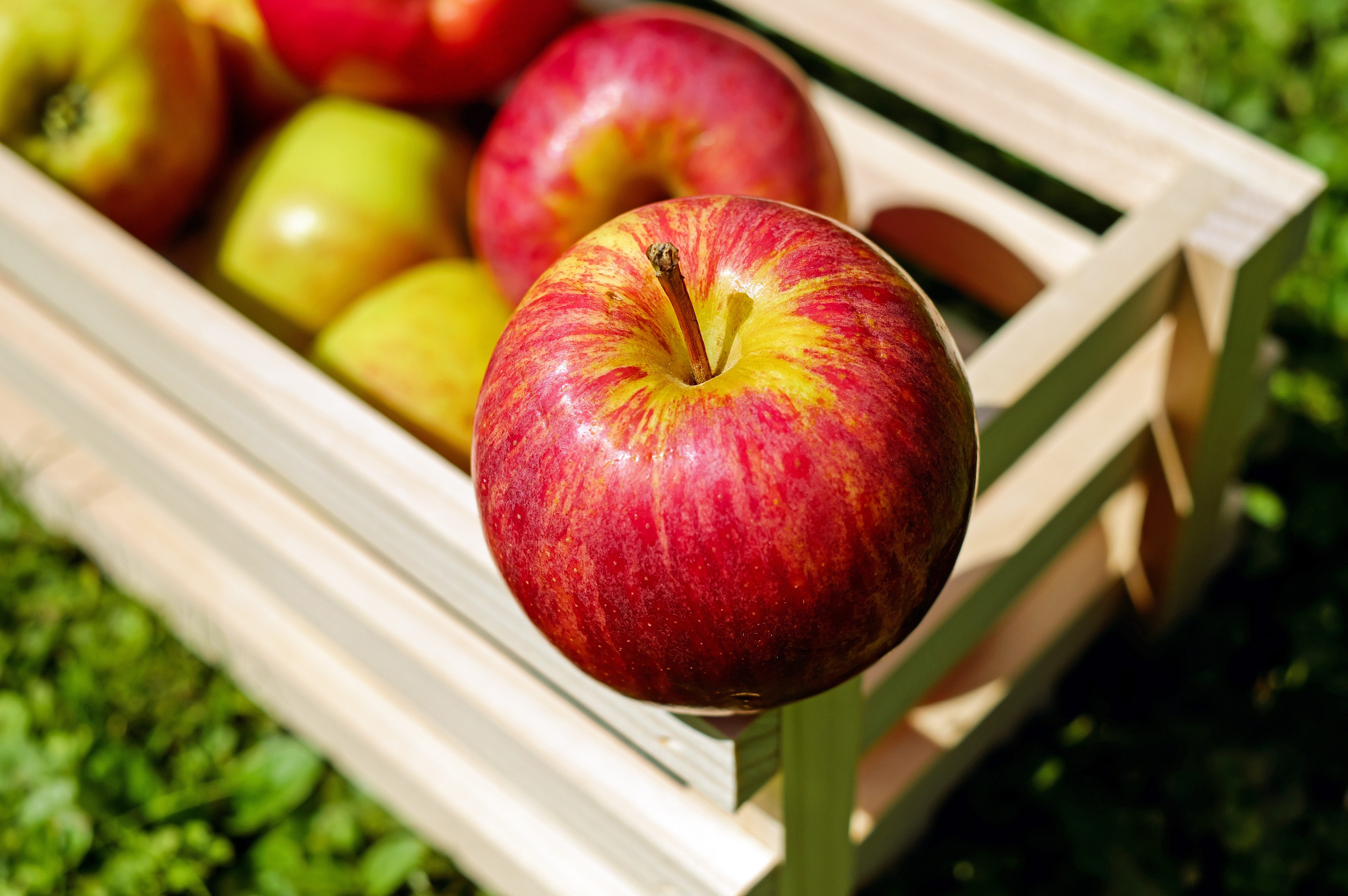 A crate of red apples