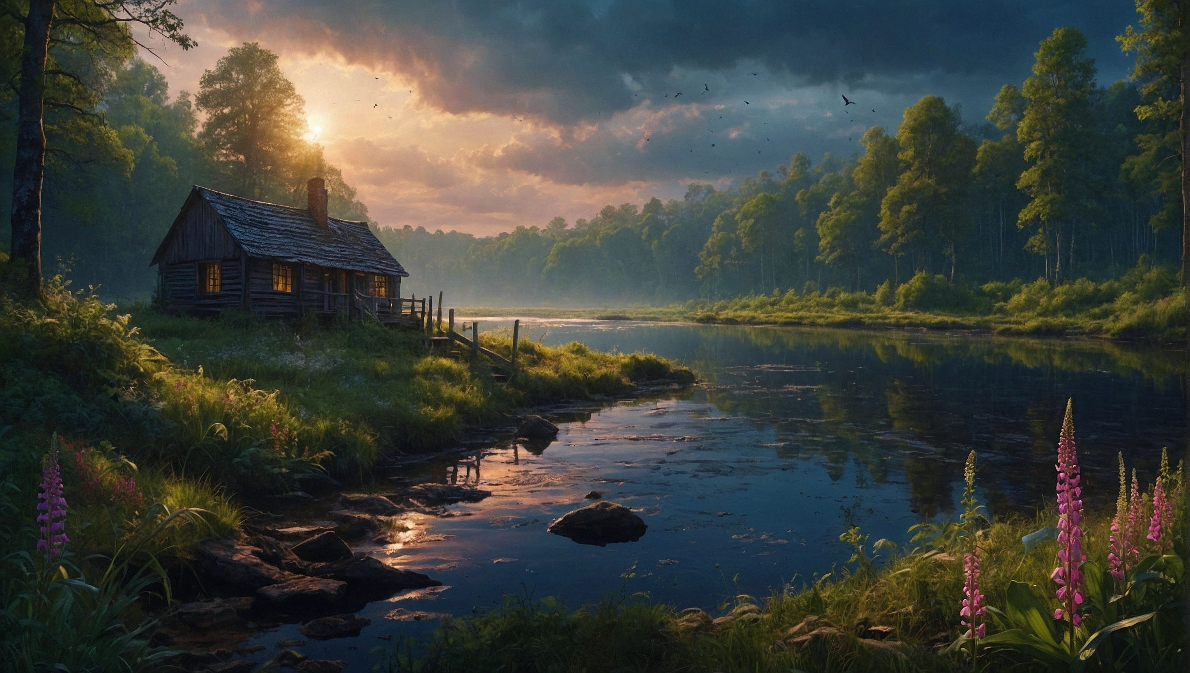 Бесплатное фото Картина с красивым освещением и отражениями