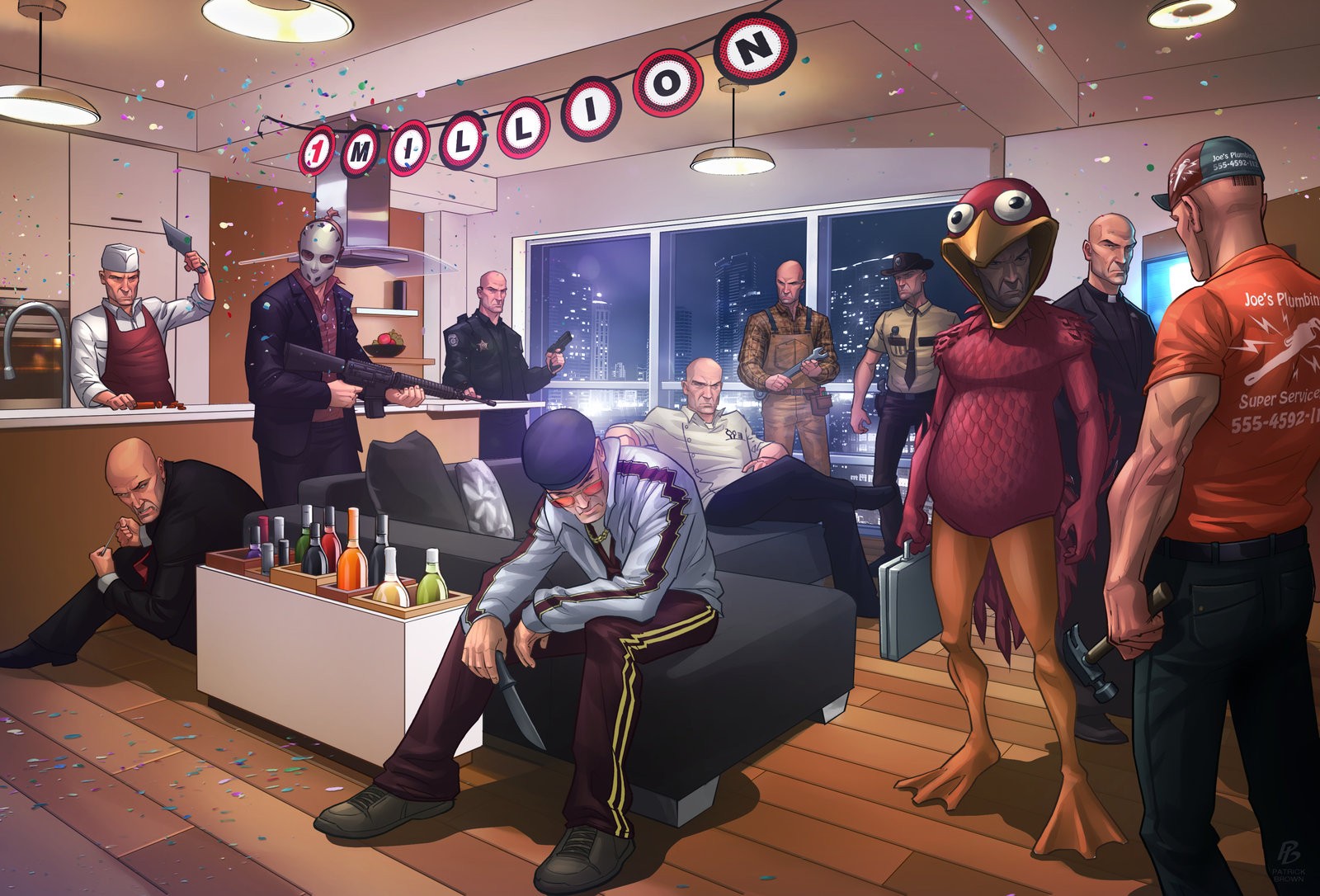 桌面上的壁纸数字艺术 动漫 杀手