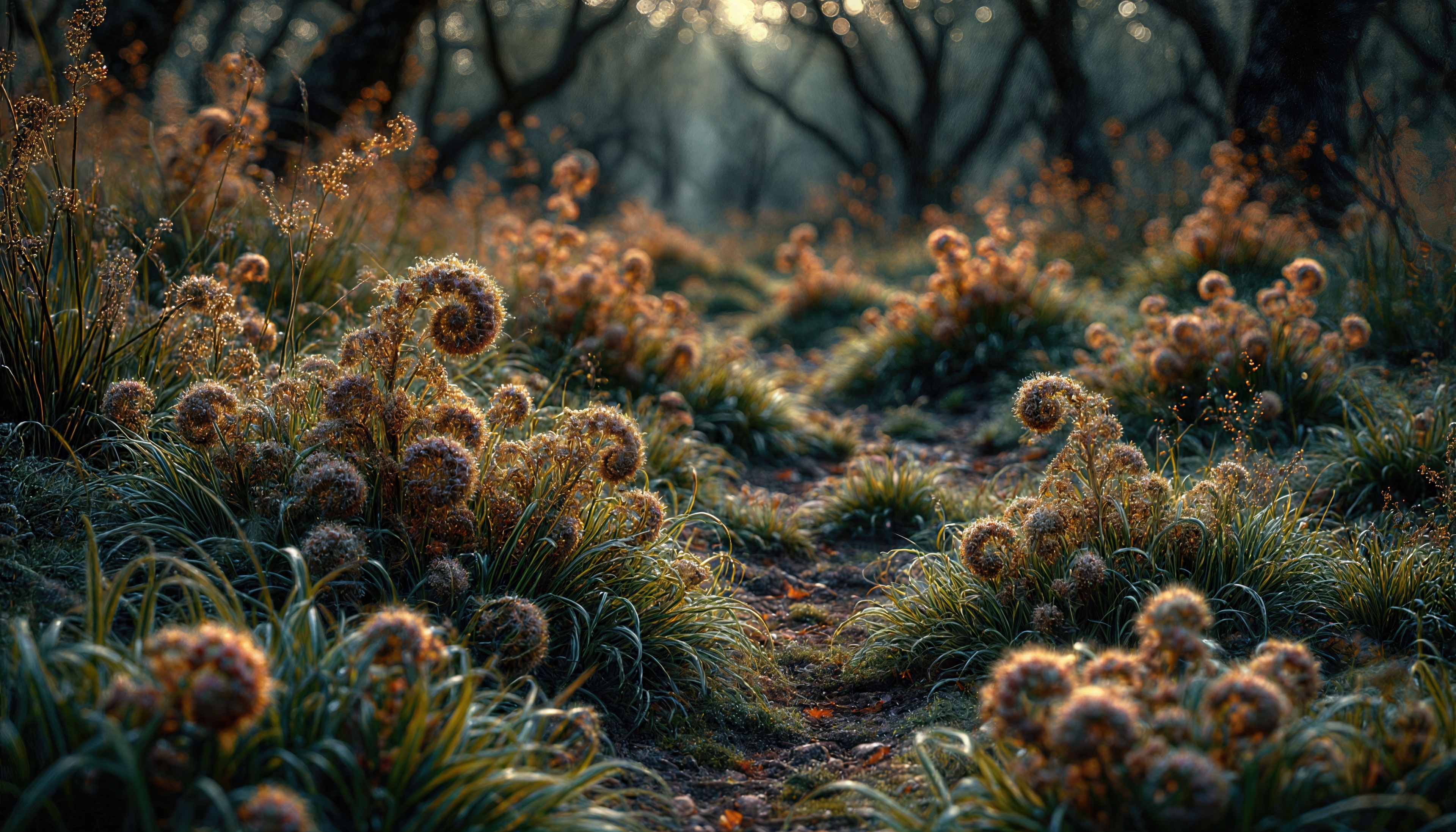 桌面上的壁纸森林 踪迹 秋季