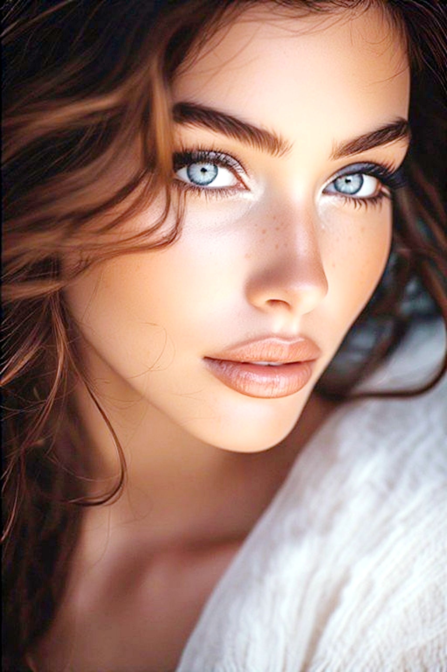 Free photo A beautiful girl with blue eyes in a bathrobe.