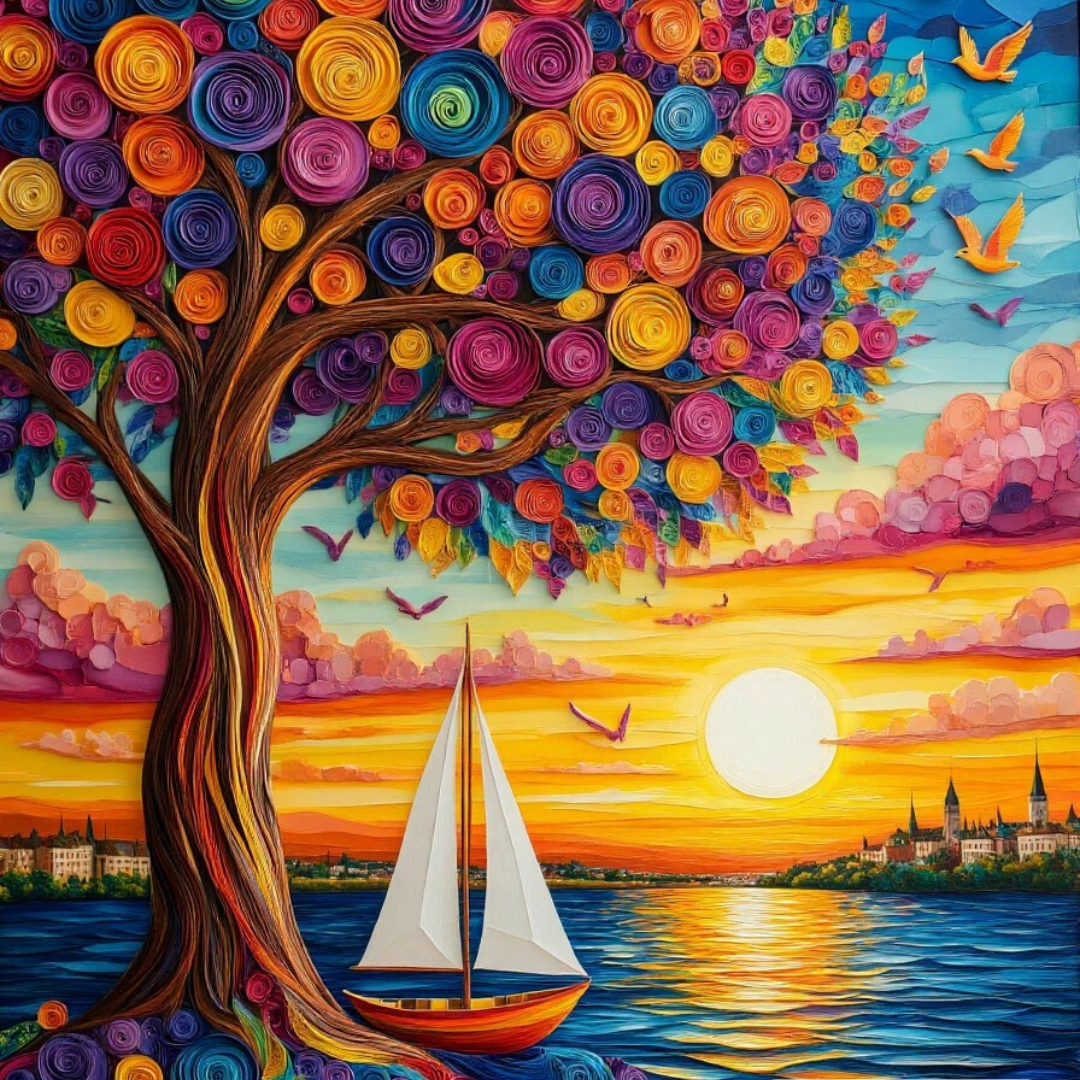 Бесплатное фото Парусник на закате