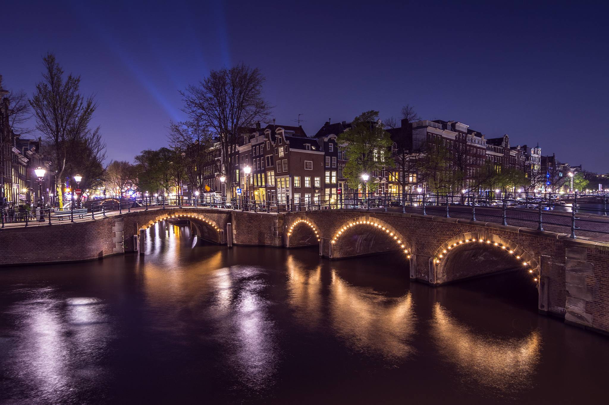 Wallpapers night street Netherlands Amsterdam on the desktop