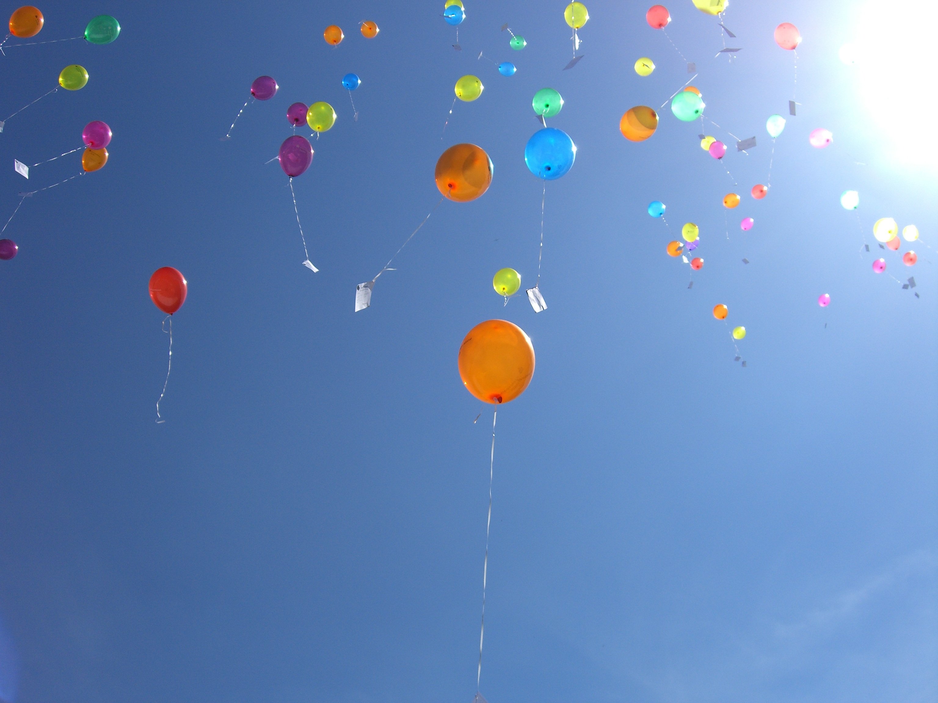 氦气球飞向天空