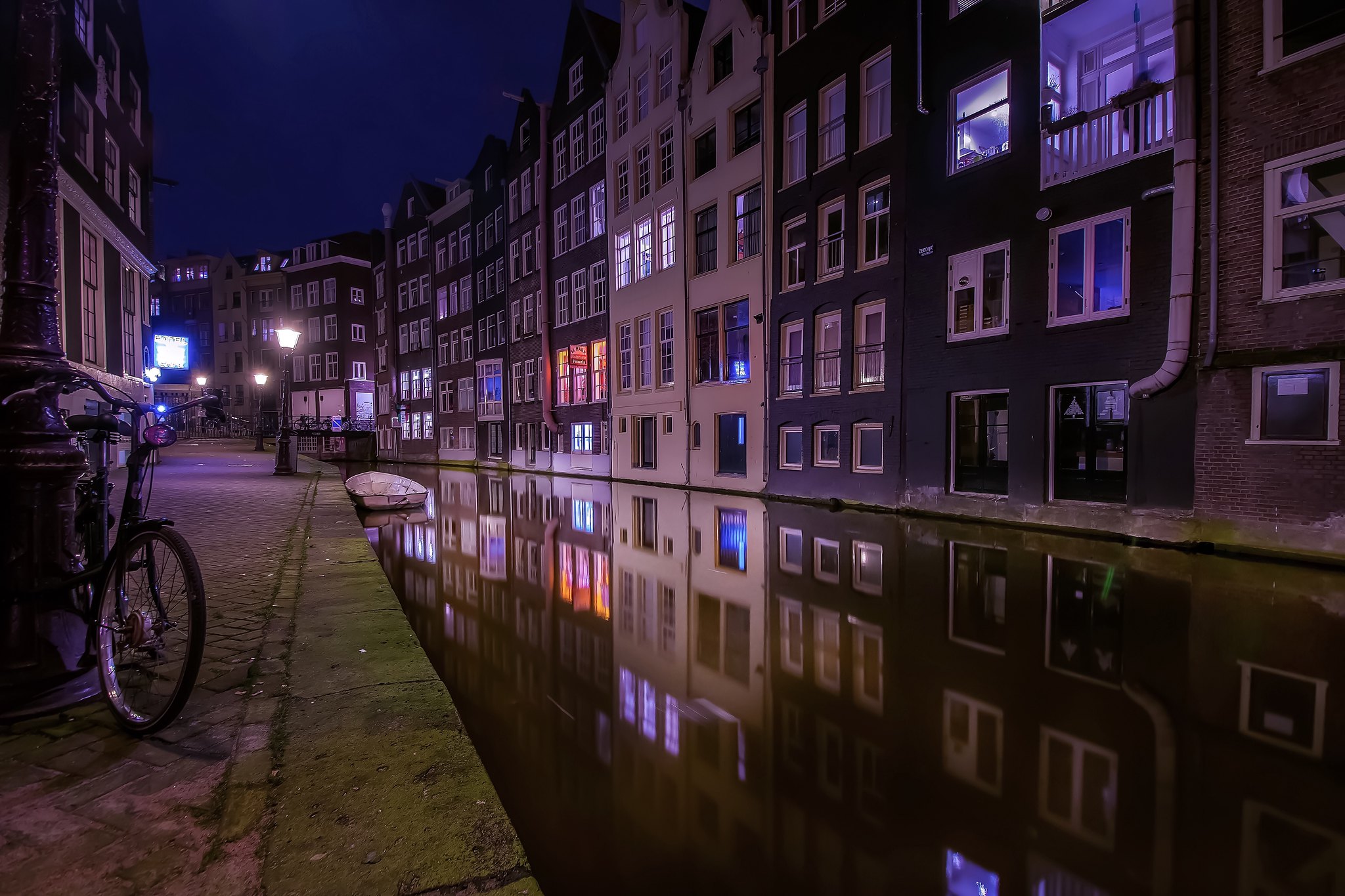 桌面上的壁纸阿姆斯特丹 荷兰 夜城