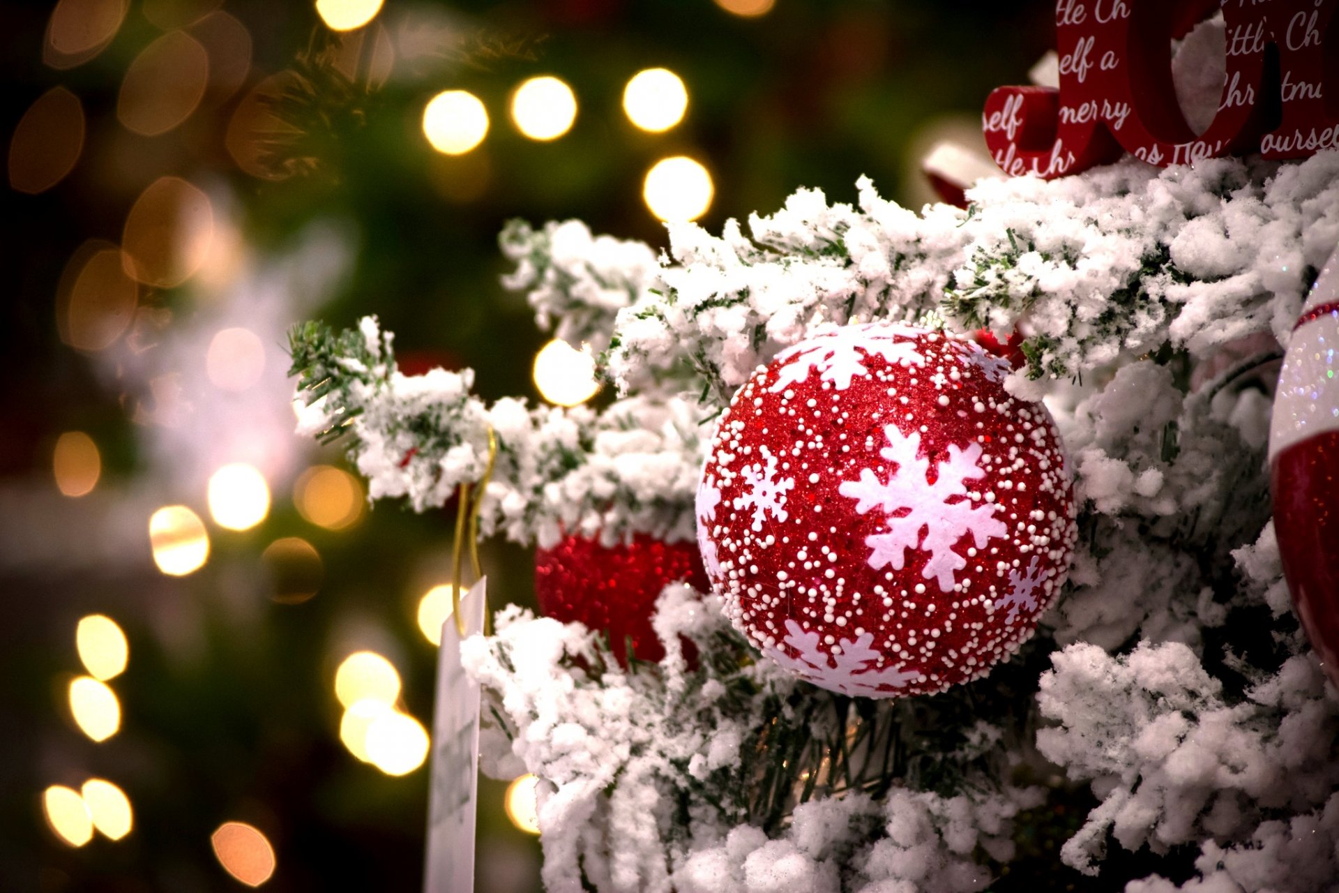 Free photo The red ball on the Christmas tree