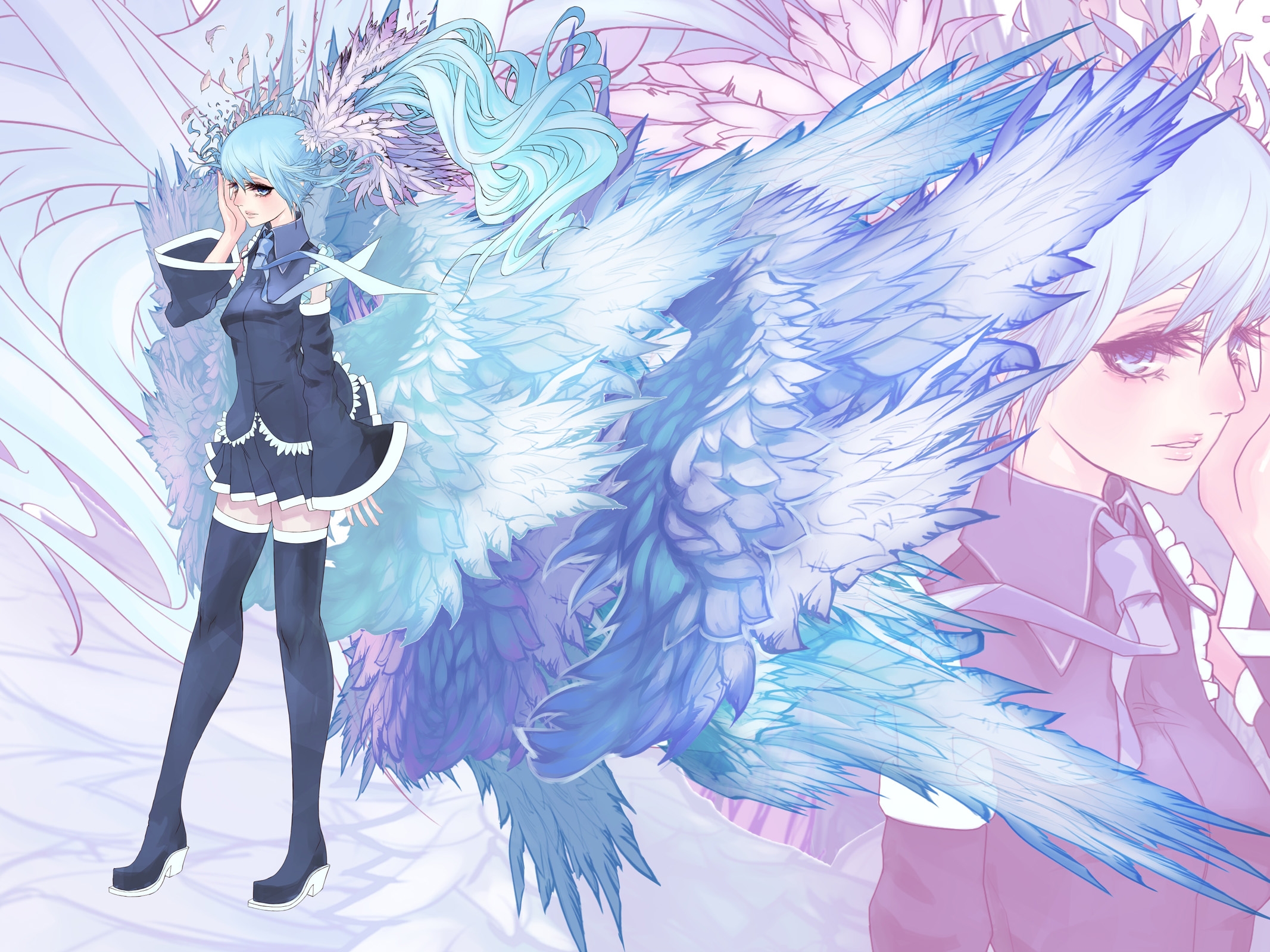 Wallpapers girl wings stockings on the desktop