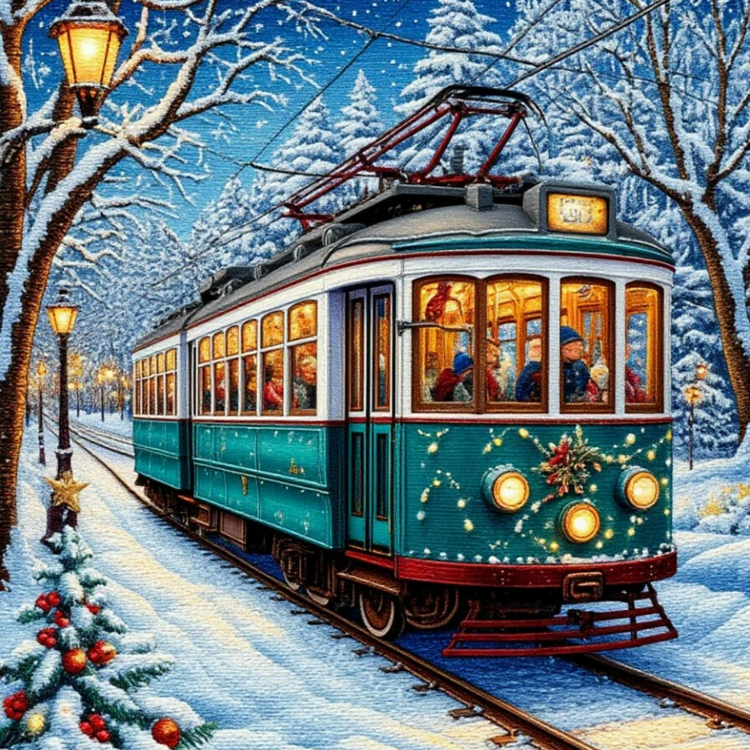 Бесплатное фото Новогодний трамвай