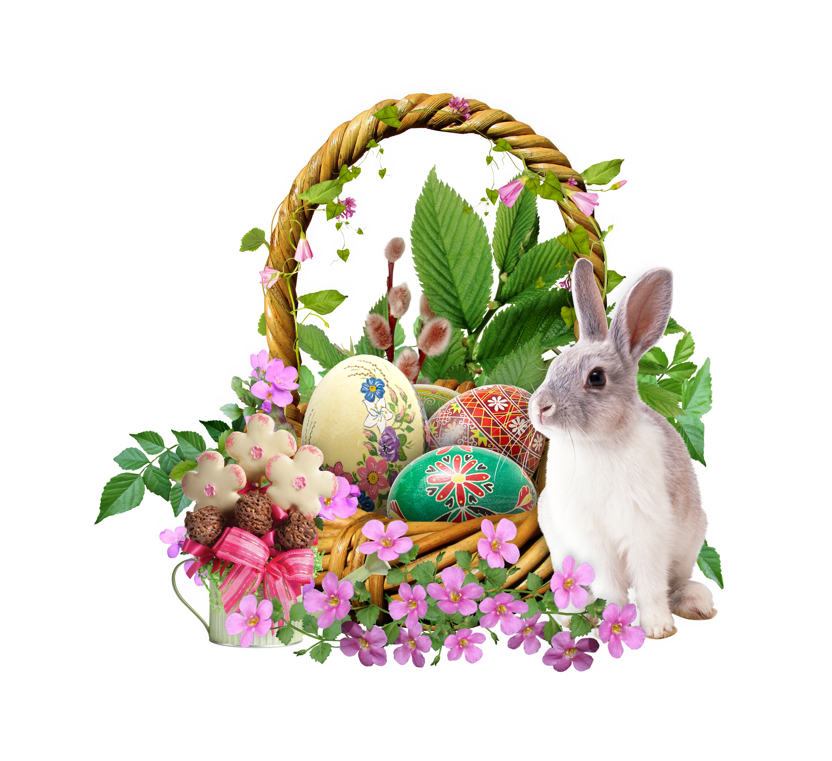 Wallpapers easter colored eggs rabbit on the desktop