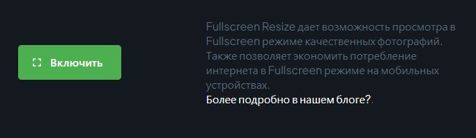 Активация и деактивация Resize Fullscreen